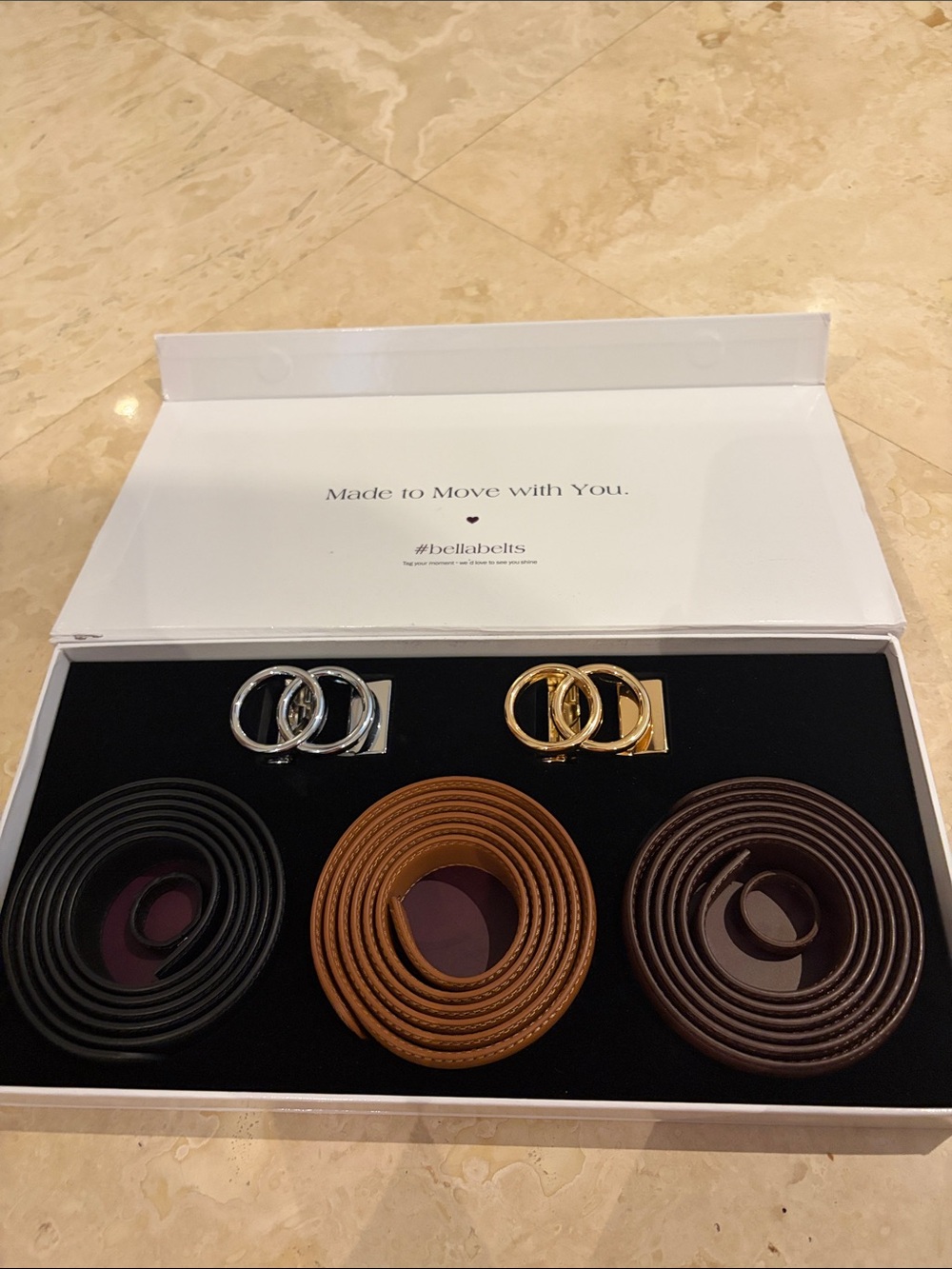 Brand New Bella Belts Trio -Black /light brown/ Dark Brown